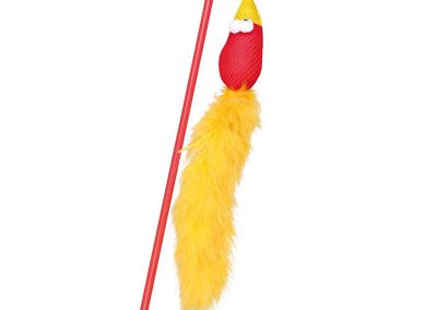 Jouet pour chat canne à pêche avec oiseau rouge amusant