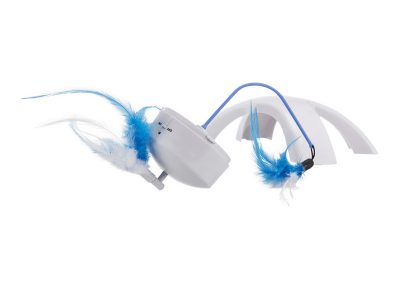 Feather Twister jouet d'éveil pour chat plumes bleues motorisées
