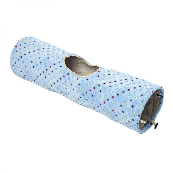 Tunnel de jeu pour chat en peluche bleu à poids style enfant 3 entrées
