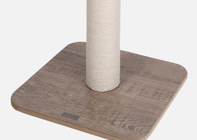 Griffoir pour chat ultra tendance avec 1 poteau recouvert de corde en jute et plateau simili bois