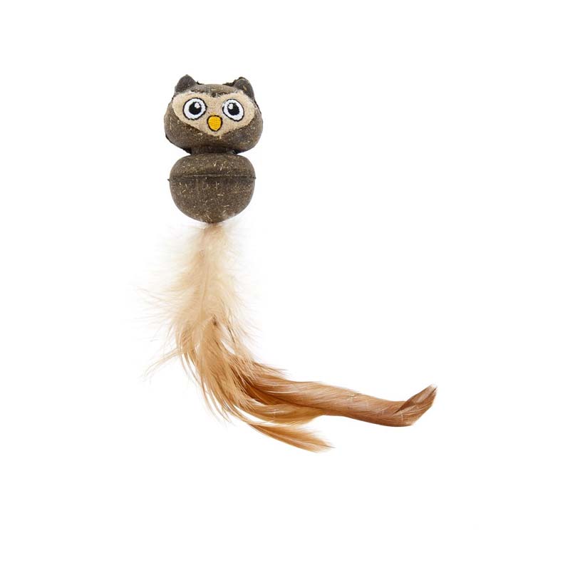 Hibou en catnip avec des plumes - Jouet naturel