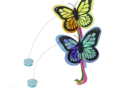 Jouet interactif pour chat fourni avec 2 papillons et tiges support