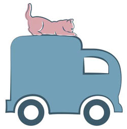 Camion de livraison avec chat
