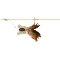 Canne à pêche pour chat plumes