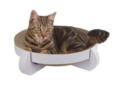 Griffoir corbeille et lit pour chat en carton look design confortable