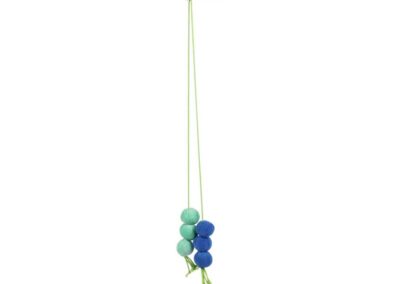 Dizzy Dangle jouet suspendu pour chat boule peluche bleu et verte sur long élastique avec accroche et clochettes